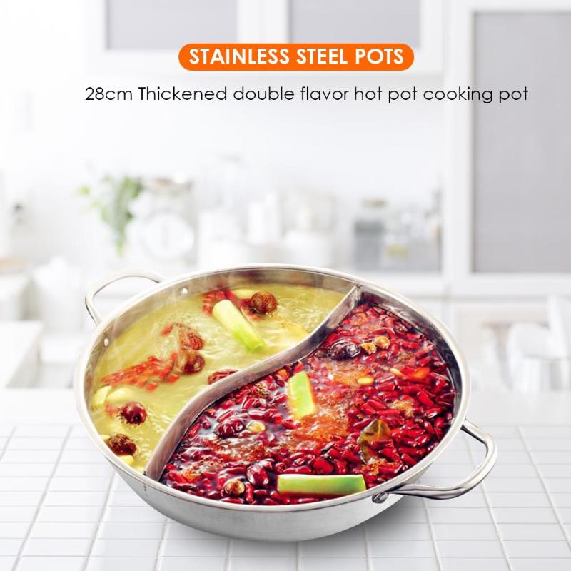 Neue Verdicken Mandarin Ente Heißer Topf dauerhaft Edelstahl 28cm Single-schicht Suppe Fondue Topf Binaurale Küche Kochgeschirr