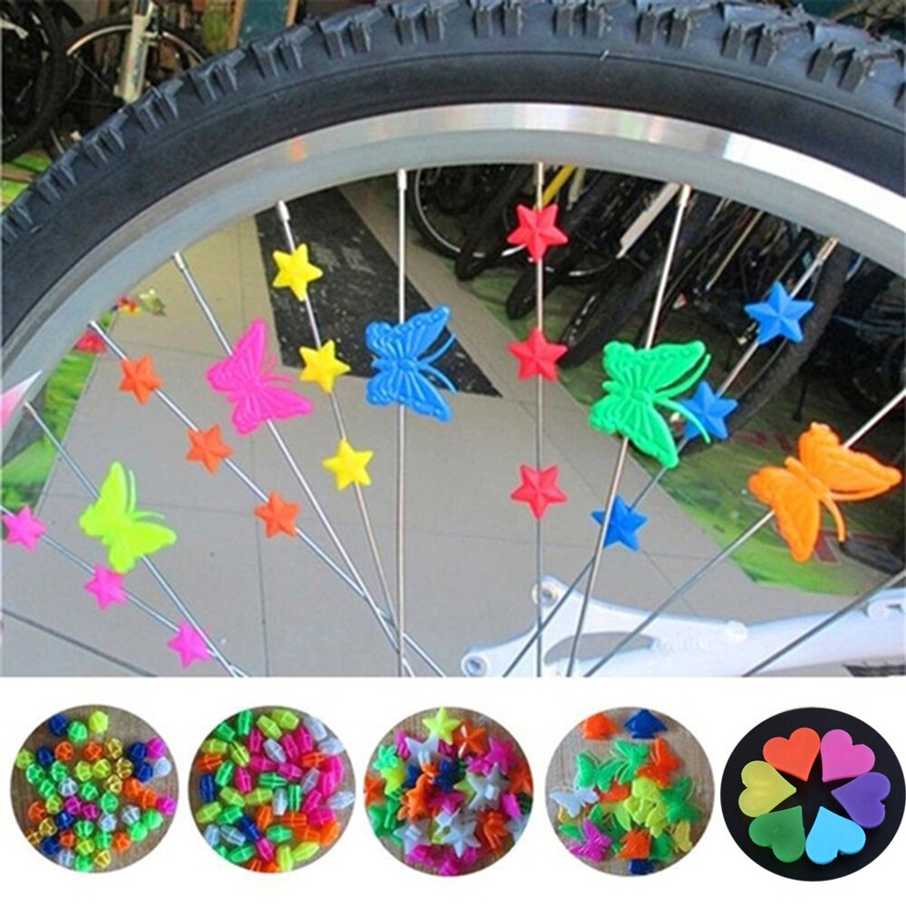 25/36Stck Bunte Sicherheit freundlicher Clip Fahrrad Runde Multi-farbe Liebe Herz Sterne Rad Fahrrad Zubehör Dekoration perle Speichen Perlen