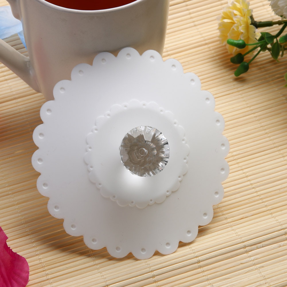 Spitze Silikon transparent Diamant Tasse Deckel Thermische Isolierung Tasse Abdeckung Blume aufbringen Tasse Deckel Staub-nachweisen Silikon Becher Deckel