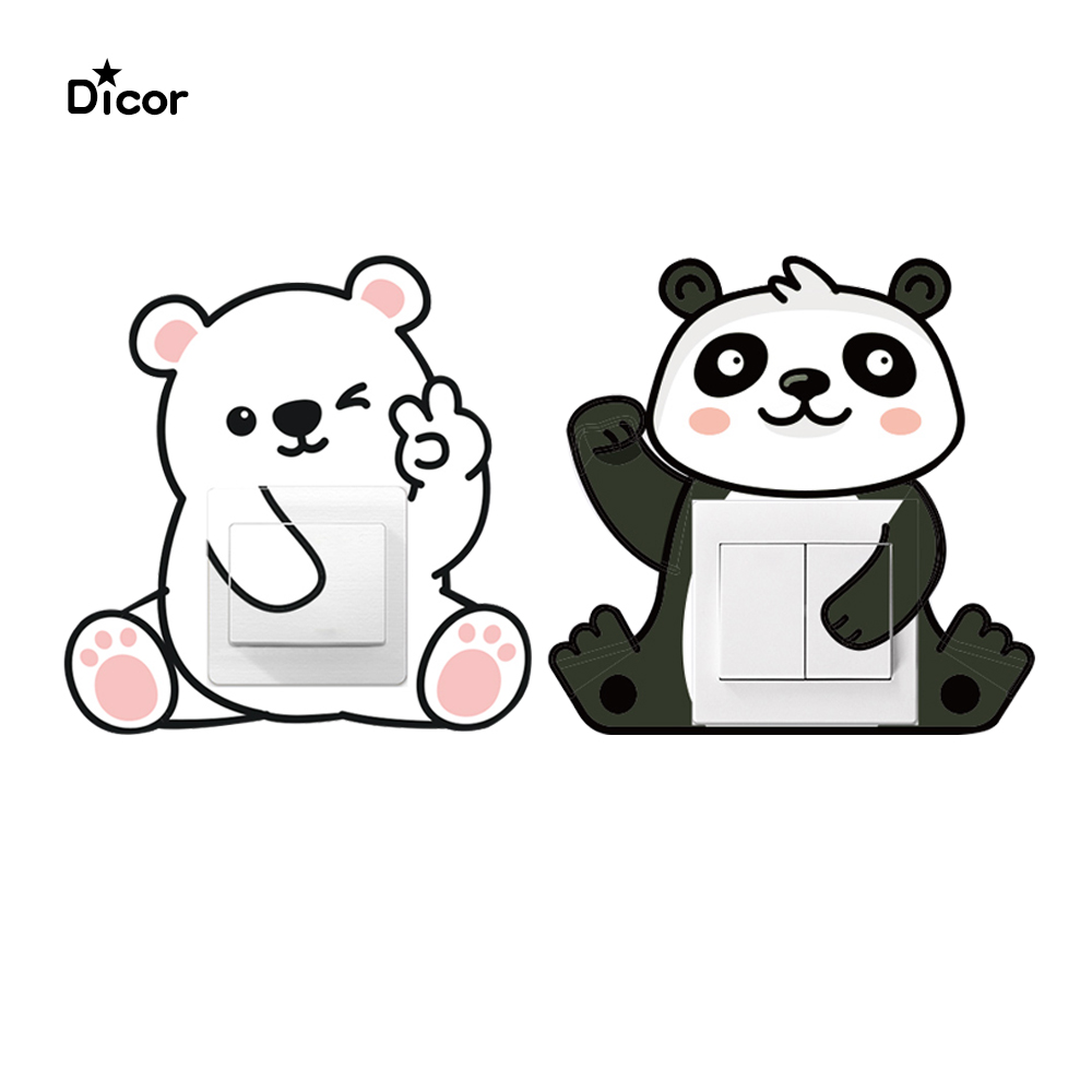 Nette Tiere Karikatur Bär Panada Licht Schalter Aufkleber Remoable Zauberstab Aufkleber für freundlicher Baby Kindergarten Heimat Aufkleber Murla Dekor