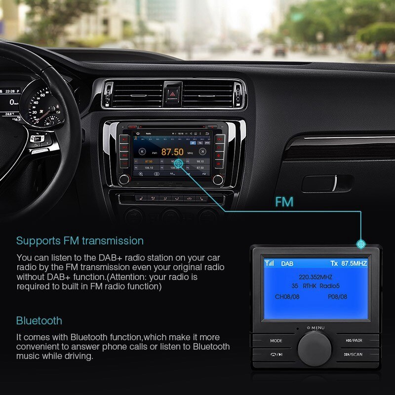 tupfen + Kasten Digitale Radio Antenne Tuner FM Übertragung 3,0 Zoll Anzeige Sn mit Bluetooth für Auto Radio