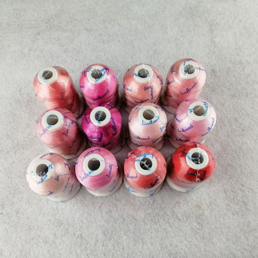 Simthread 12 Rosa verrotten Farbe Trilobal Polyester Maschine Stickerei Gewinde Bausatz 1100 Yds jede für Hand maschine arbeitet
