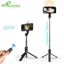 Roreta Neue hoch Aluminium legierung Drahtlose bluetooth selfie Mini stativ mit Bluetooth Verschluss LED FÜLLEN Licht