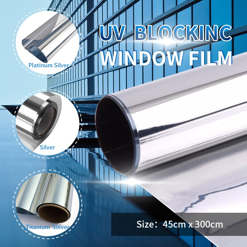 Sunice Silber Eine Möglichkeit Gespiegelt Fenster Tönung Film Dekorative Gebäude Fenster Film UV Reflektierende Privatsphäbetreffend Glas Aufkleber 45cm x 300cm