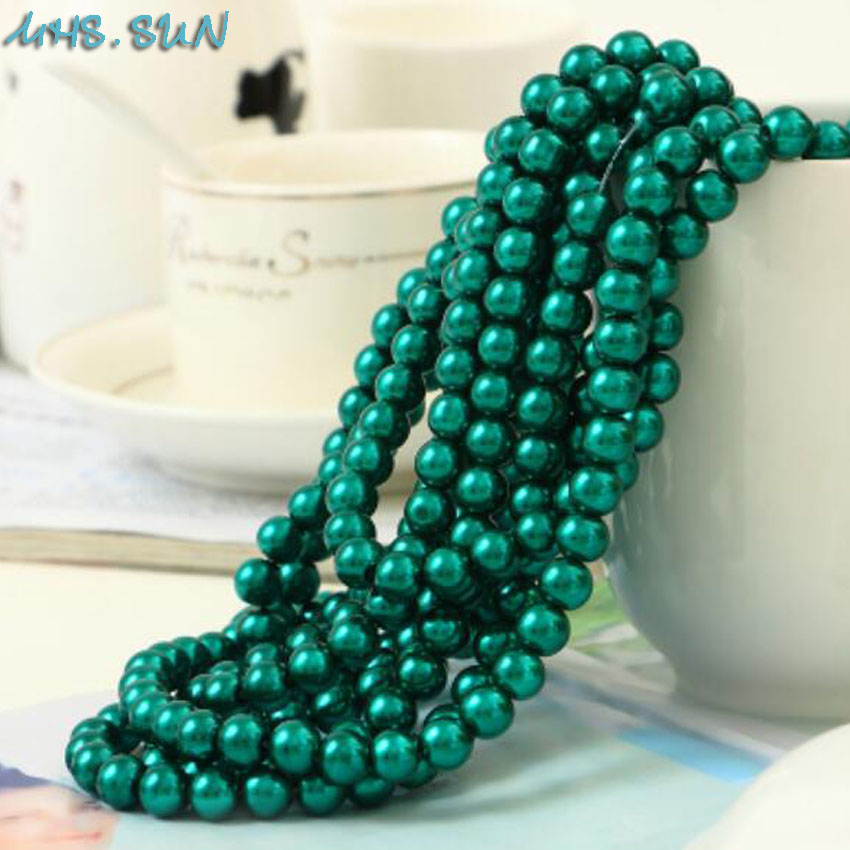 MHS. SONNE verlieren 3 MM-16 MM Gefälschte Perlen Dunkelgrün Glas Nachahmung Perle Für Schmuck Machen Abstandshalter Runde Perlen bekleidungs Zubehör