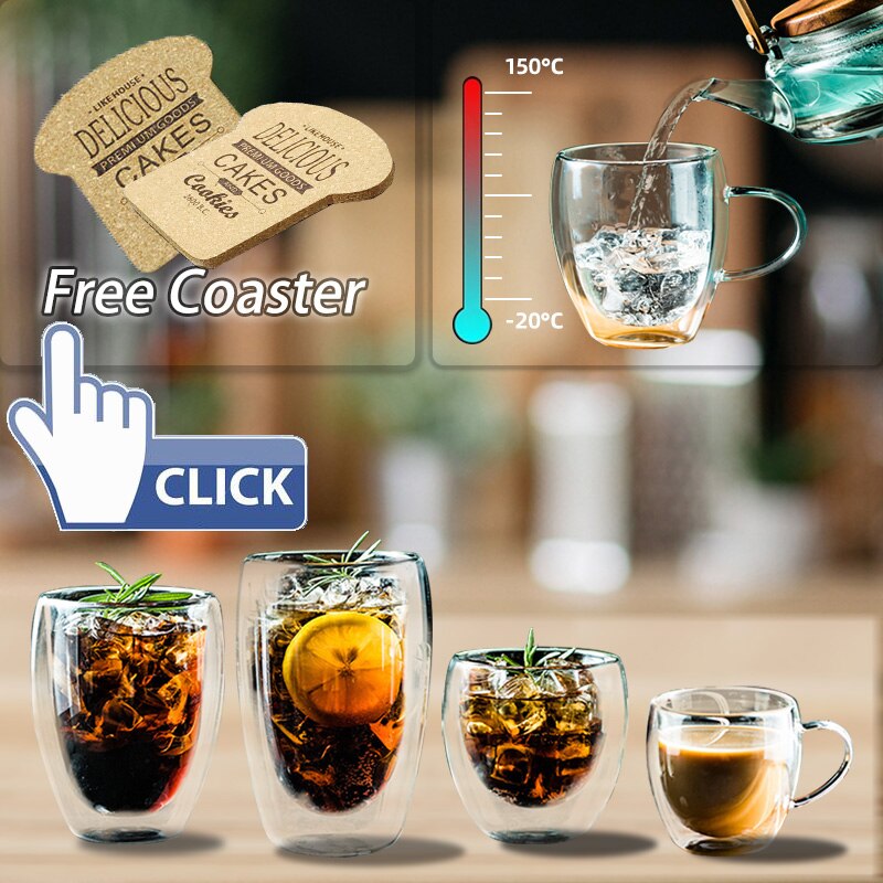 80-650ml Bahre Schluck Cocktail Gläser Glas Kreative Doppel Glasierte Zauberstab Wärme Beständig Tee Trinken Tasse Gesundheit Trinken tasse Kaffee Tasse