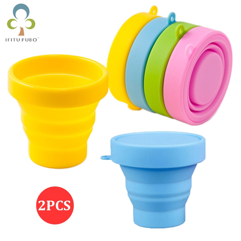 2 stücke Protable Getränk Werkzeuge Kaffee Tasse Wasser Klapp Gurgeln Tasse für draussen Reise Tee Glas Tasse Reise Silikon Tassen ZXH