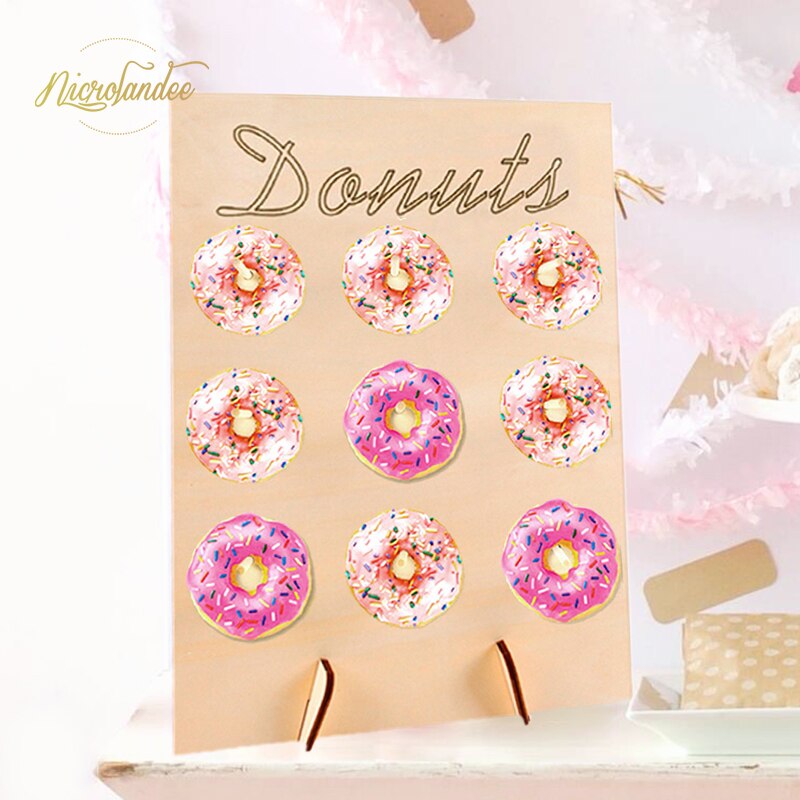 NICROLANDEE Holz Krapfen Zauberstab Anzeige-ständer Holz Krapfen Anzeige Gremium für Hochzeit Geburtstag Baby Dusche Braut Dusche Partei Liefert