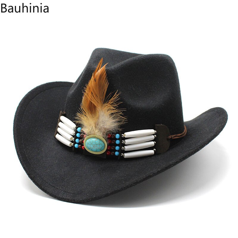 Bauhinia Frauen Männer Wollfilz Jazz Fedora Hütte retro Western Cowboy Hüte Gentleman Jazz Sombrero hombre Kappe Panama Partei Kappe
