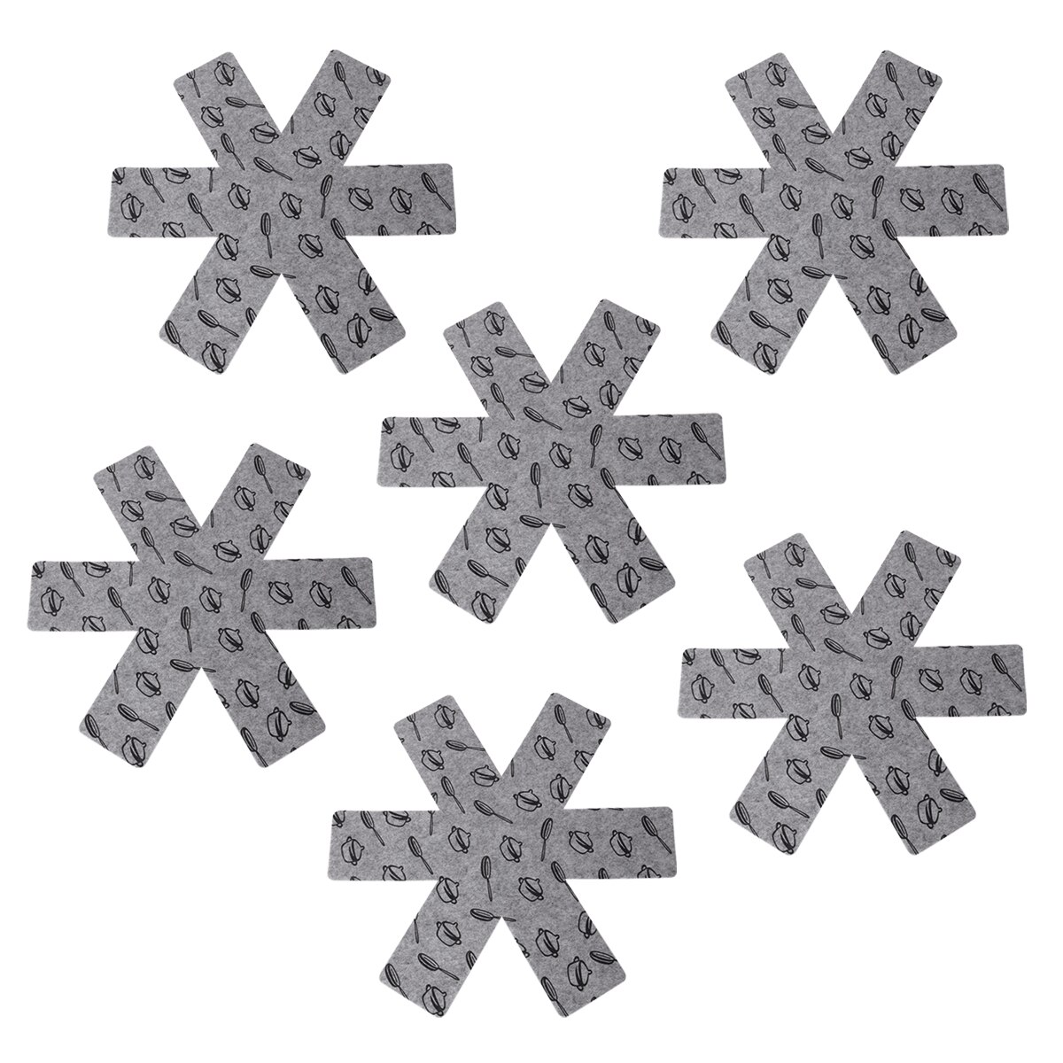 6 stücke Topf und Pfanne Protektoren Grau Drucken Prämie Teiler Pads zu Verhindern Kratzer Trennen und Schützen Oberflächen für Kochgeschirr