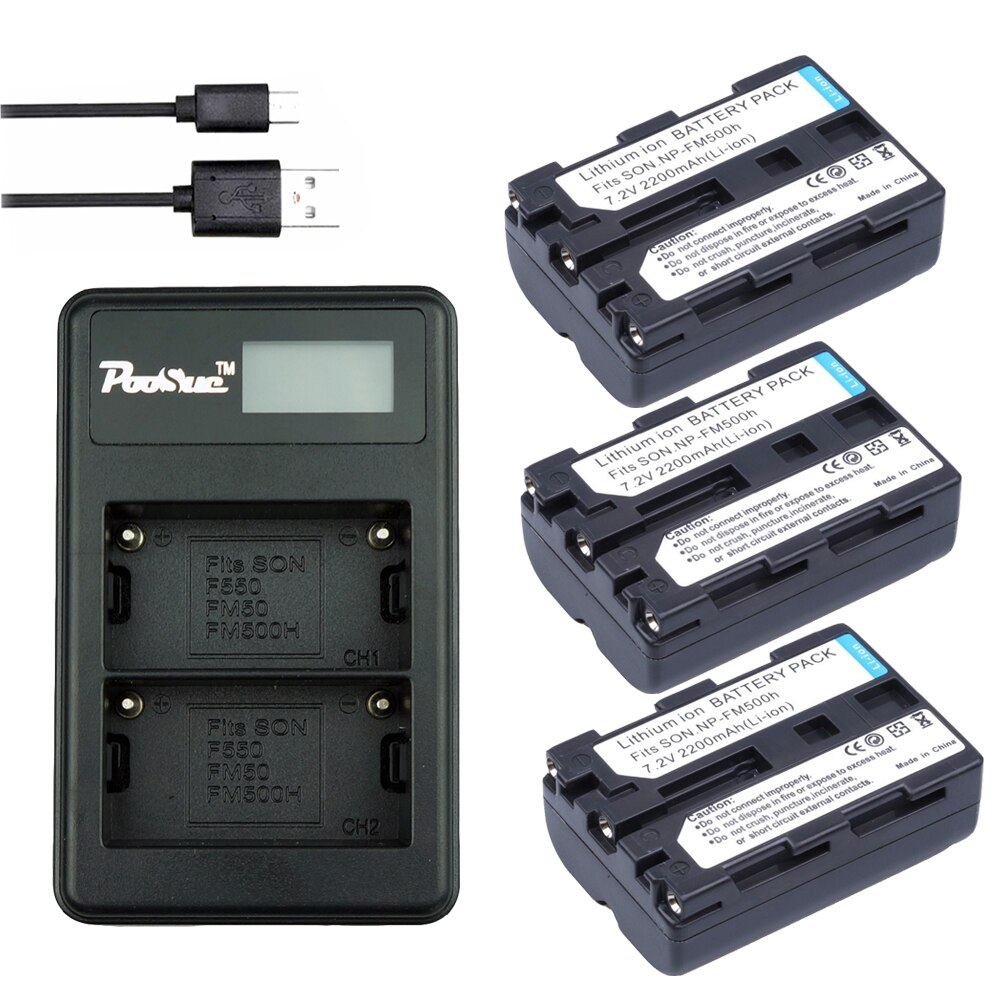 NP FM500H batterie für Sony np fm500h ladegerät + LCD NP-FM500H batterien ladegerät für Sony A200 A200K A200W A300 A350 a450 kamera
