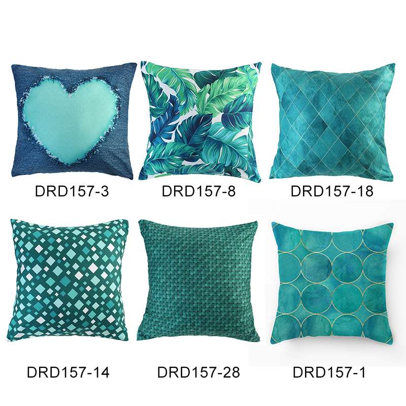 (6 arten) 45x45CM Kreative Einfache blaugrün Blau Natur Stil Kissen Abdeckung fallen Sofa Auto Taille Werfen Kissen Hause Dekoration