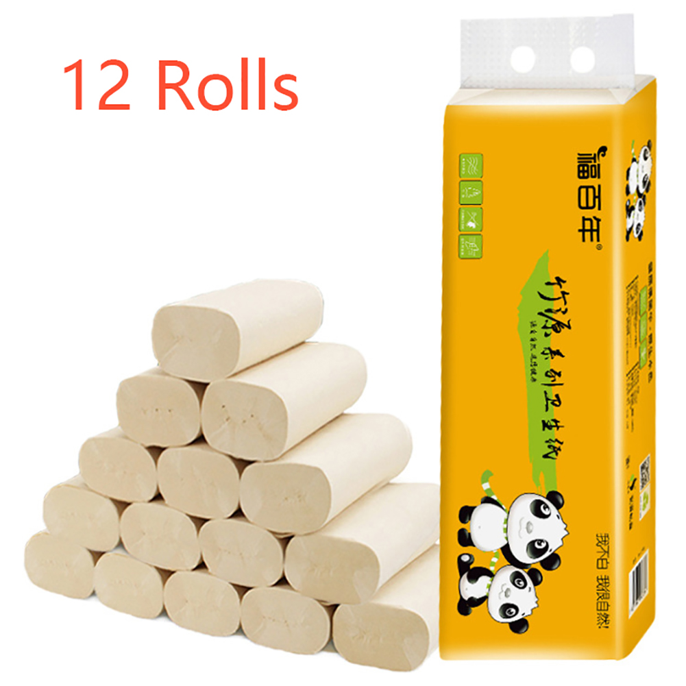 12 rollen 4 Schichten Bambus Zellstoff Rolle Papier Baby Haushalts Papier Servietten Papier Handtücher Haushalt Küche Wc Papier