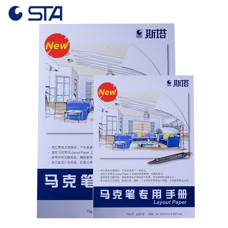 STA Marker Papier Pad A3/A4 30 Blätter Notizbuch Für Marker Zeichnung Skizzen Für Skizzieren Animation Notizbuch