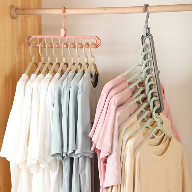 Faltbare 9-See Platzsparende KleiderbüGel 360 Rotierenden KleiderbüGel Multi-funktion Klapp Trocknen für Kleidung Schicht Lagerung Gestelle kleiderschrank