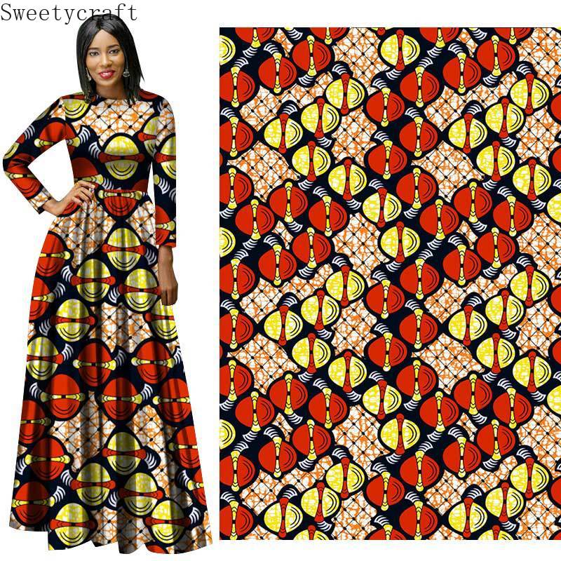 Afrikanische Wachs Stoff 100% baumwolle Afrikanischen Stoff Wachs Druck ankara Wachs Für NäHenne 6Meter Frauen kleid Stoff