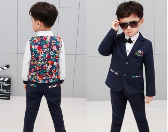 formalen Jungen Anzüge Für Hochzeiten England Stil Mann Art Blau Party Rauchen Jungen Formelle Anzüge Blazer + Hosen + weste