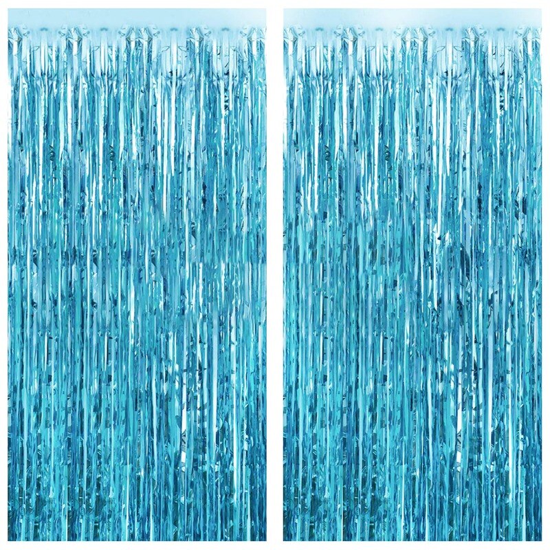 2Stck 3Ft x 8Ft Licht Blau Seidige Gestreiften Vorhänge Geburtstag Hochzeit Engagement Braut Hochzeit Fotografie Requisiten Baby Dusche Celebra