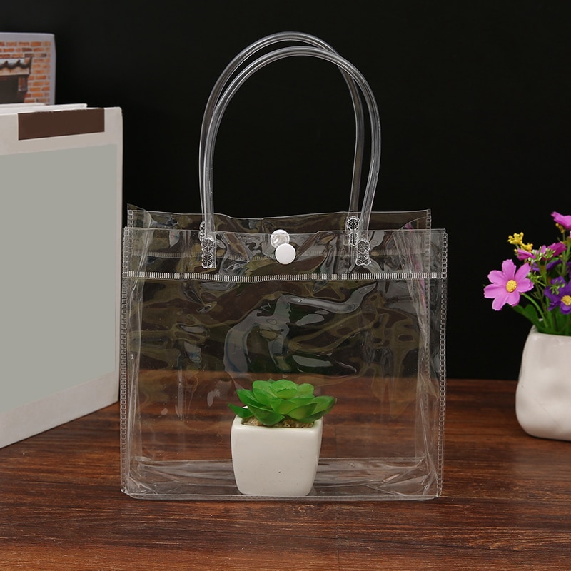 transparent Süßigkeiten Kunststoff Tasche Taschen mit Griffen PVC Tote mit Druckknopf ihr Weihnachten das Erntedankfest Riesige Kapazität Kasten