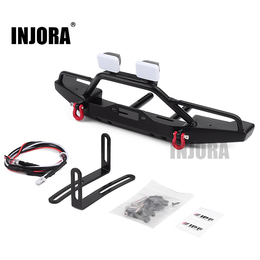 INJORA Metall Frontschürze mit LED-leuchten für 1/10 RC Felsen Raupe axial SCX10 & SCX10 II 90046 TRAXXAS TRX4 TRX-4