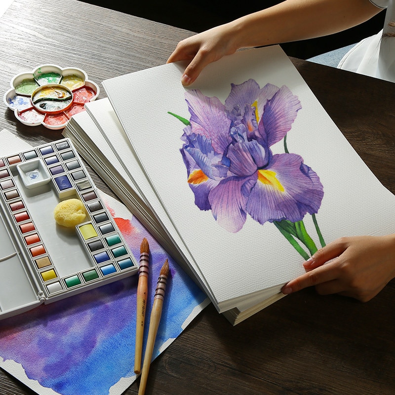 8K Aquarell Gouache Malerei Holz Zellstoff Papier 20 Blätter Wasser Farbe Transfer Papier Für Anfänger Hand Gemalt Aquarell Buch