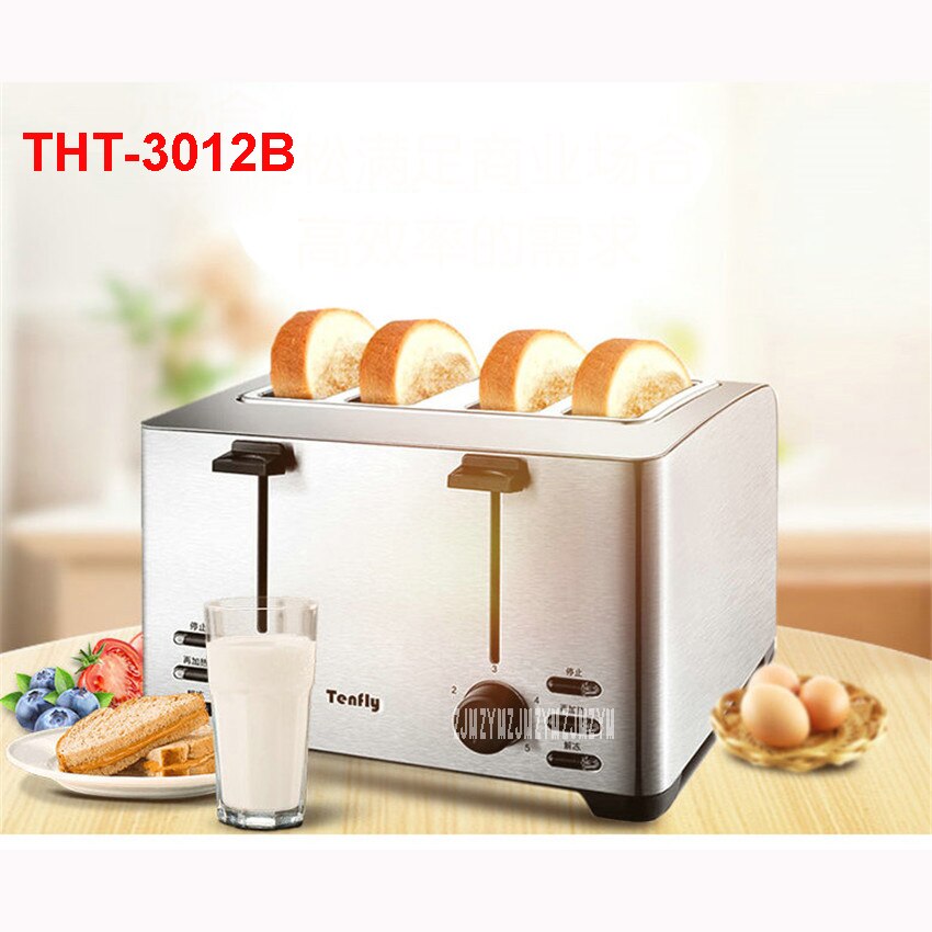 THT-3012B 220V/50Hz Multi-funktionale Frühstück Toaster automatische edelstahl 4 Scheibe Toaster Mini-Toaster 1260WToaster Öfen