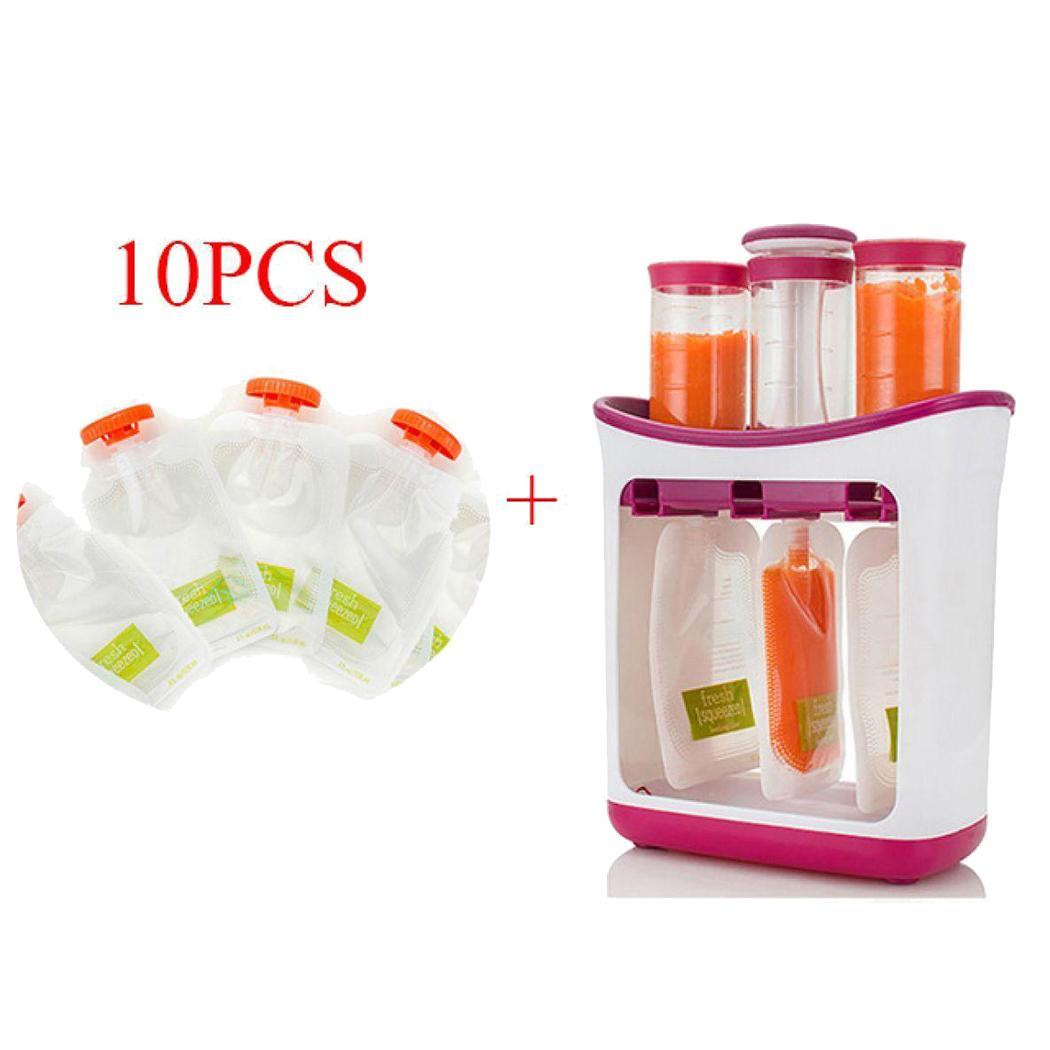 neue Kleinkind Baby-Lebensmittel-Container Lagerung Baby Fütterung Hersteller freundlicher Lebensmittel Obst Saft Verpackung Maschine 10 x quetschen Beutel
