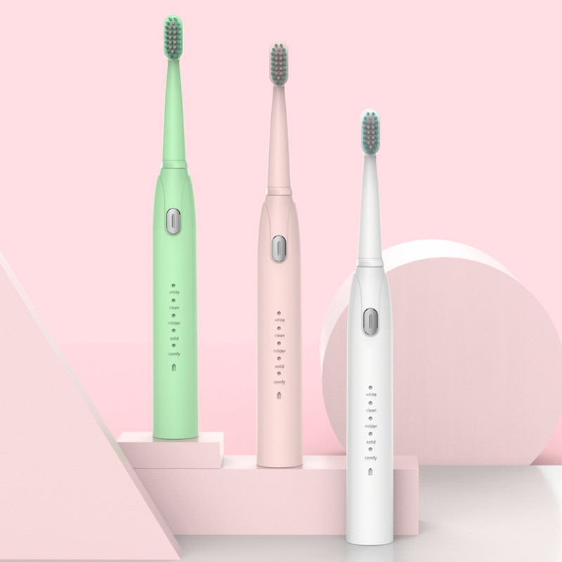 1 stücke Elektrische Zahnbürste Wasserdicht Automatische Schall- Zahnbürste Wiederaufladbare 5 Modelle Mit 2 Pinsel Köpfe Körperpflege Gerät