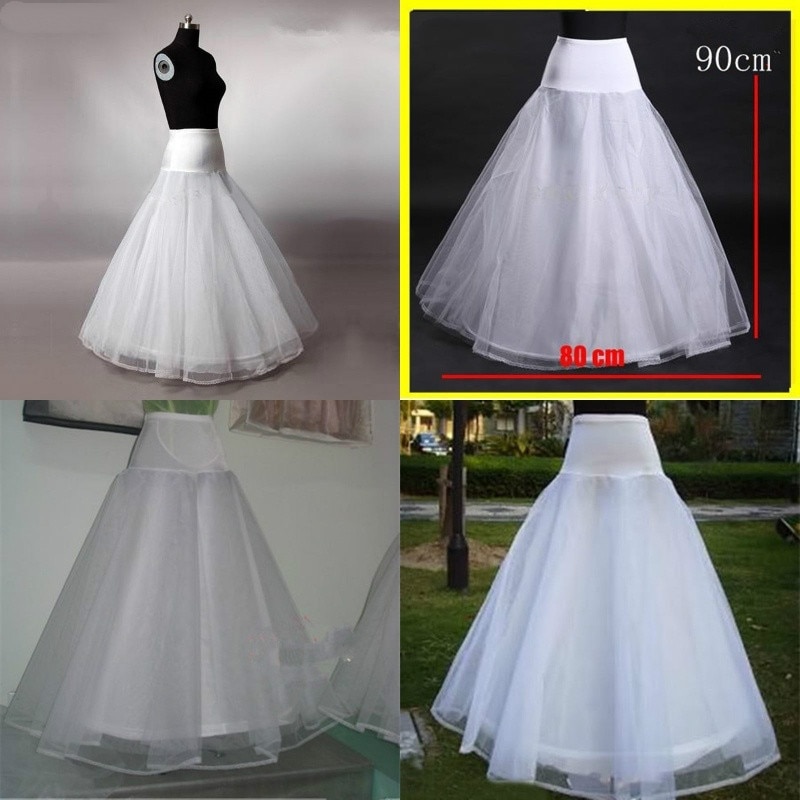 EINE Linie 1-Band 2-schicht Tüll Hochzeit Braut Petticoat Unterrock Krinolinen Für Hochzeit Kleid