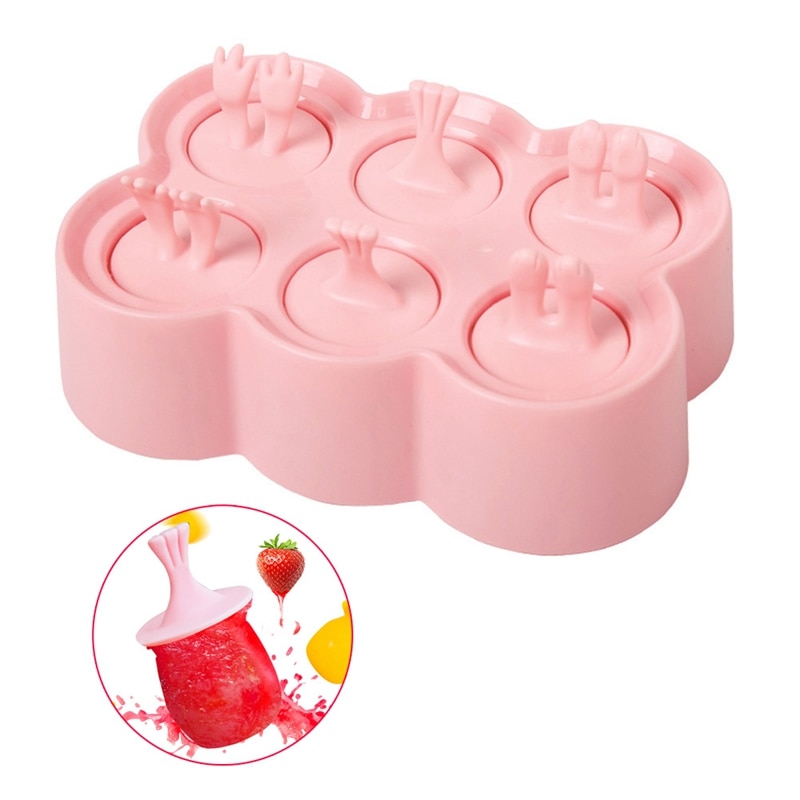 6 zell Silikon Eis Schimmel Popsicle Formen DIY 3D Ebene bilden Nachtisch Gefrierschrank Obst Saft Eis Pop Hersteller Schimmel eis bin Stiel bilden