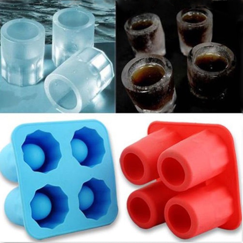 Kreative 4 Tasse Geformt Glas Einfrieren Schimmel Hersteller Silikon Eis Würfel Glas einfrieren-Schimmel Eis Creme Werkzeuge Bar Werkzeuge Ktchenware