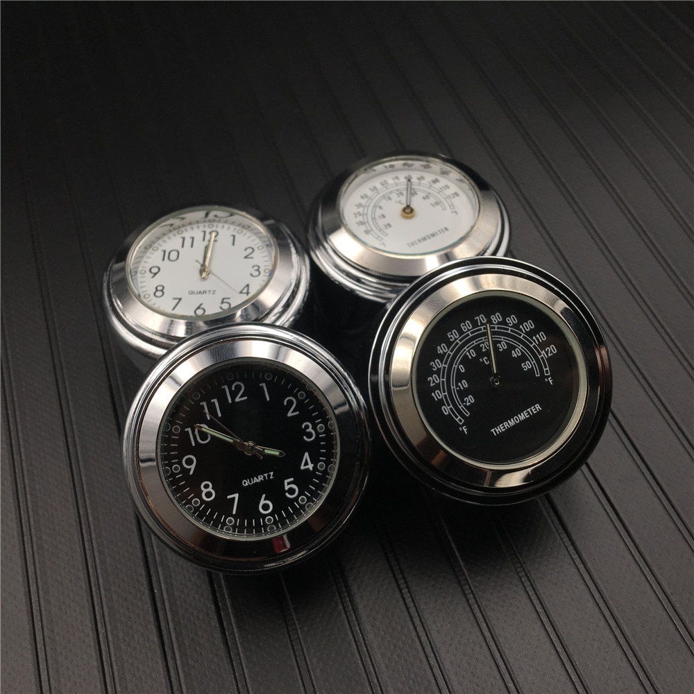 1 paar Universal- 7/8 "Chrom Motorrad Lenker Montieren Quarz Uhr/Uhr/Thermometer Wasserdicht Für Motorrad Fahrrad Rolle