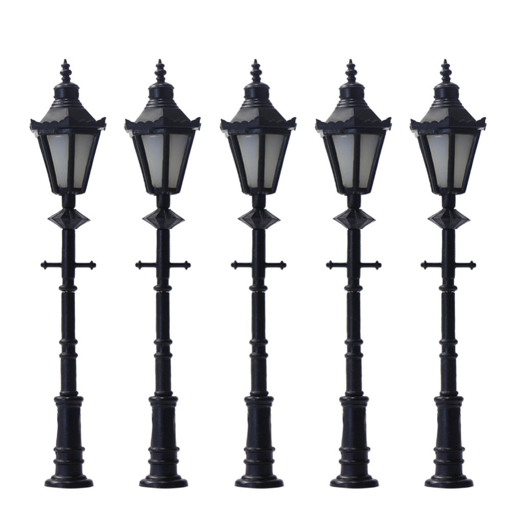 LNH06 10 stücke Modell Eisenbahn Laternenpfahl LED Park Laternen Straße Lampe Modell, Der Eisenbahn ho/OO 6,5 cm Freies