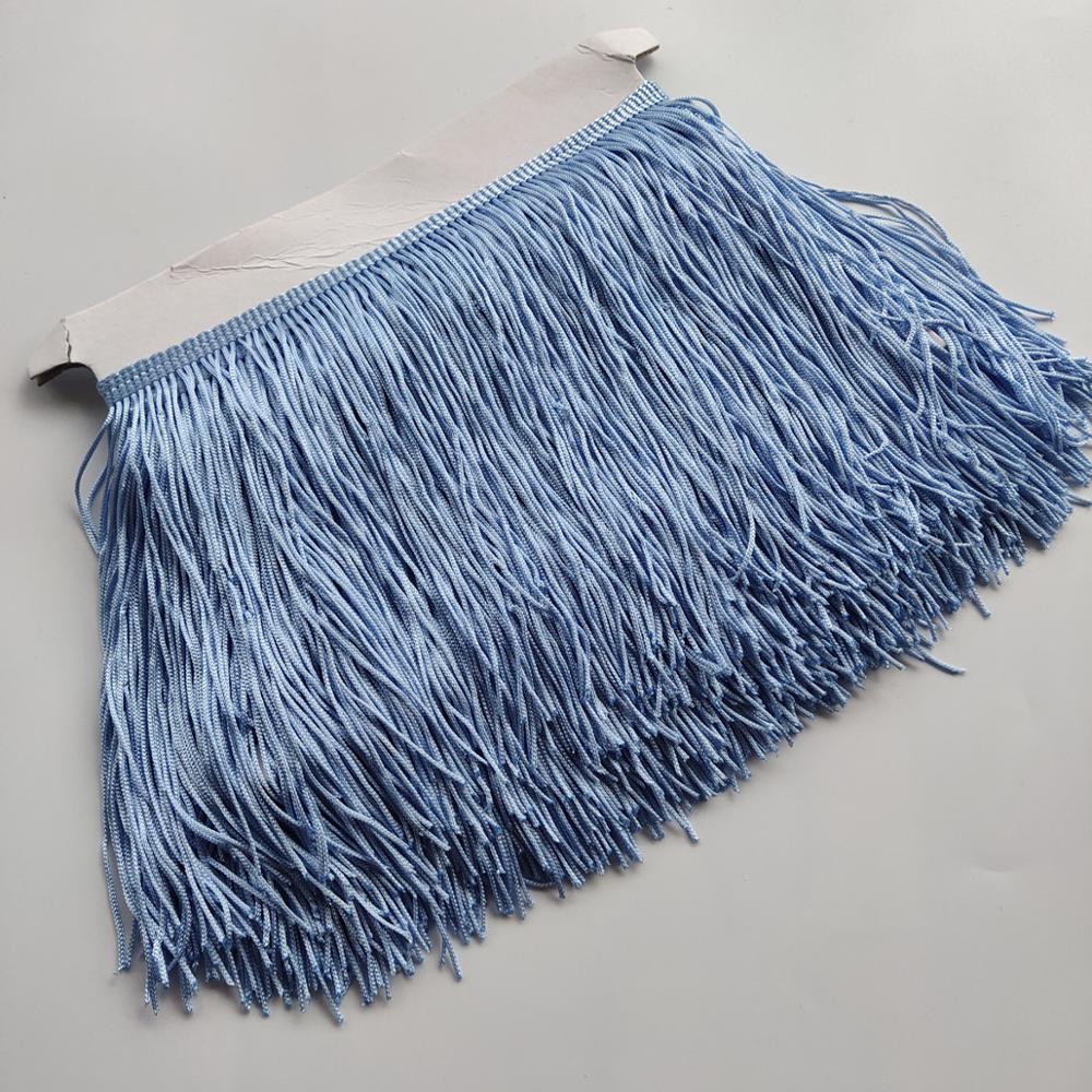 Heißer 1Meter Licht Himmel Blau 15CM Lange Spitze Randbereich trimmen Polyester Quaste Randbereich Trimmen Diy Latein Kleid Bühne kleiden Zubehör