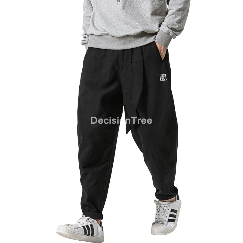 männer Harem hosen chinesischen stil kung fu tai wushu hosen hause gerade hosen strecken taille verlieren lange baumwolle leinen hosen