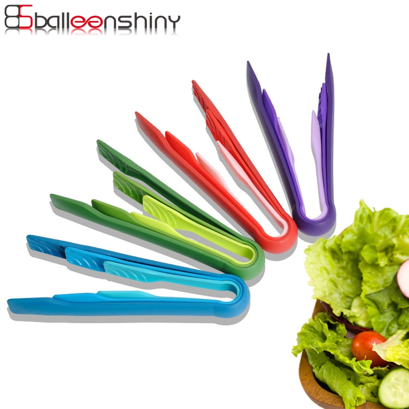 BalleenShiny Kunststoff 3 teile/satz Lebensmittel Zange 6/8/10 Zoll Bunte Obst Kuchen Brot Fangen Zange BBQ Steak Braten Sushi Schellen