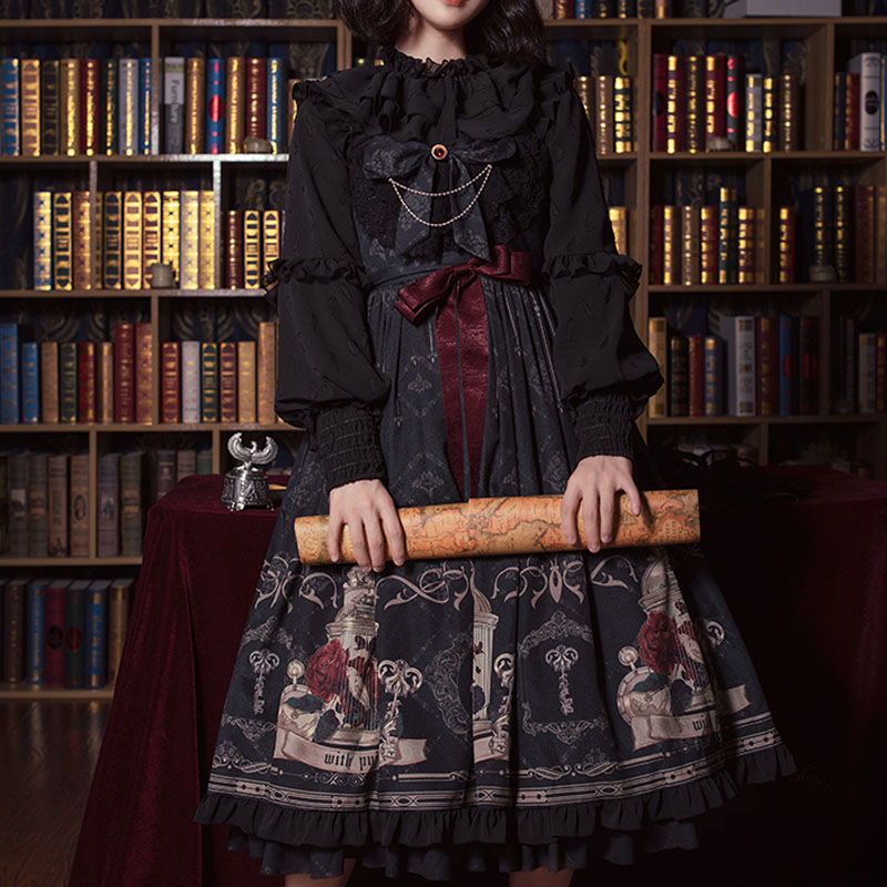 Lolita JSK kleid Nachtigall und Rose jsk kleid gotisch stil dunkel Jahrgang Viktorianischen Prinzessin Party Kleid Ärmellose lolita kleid