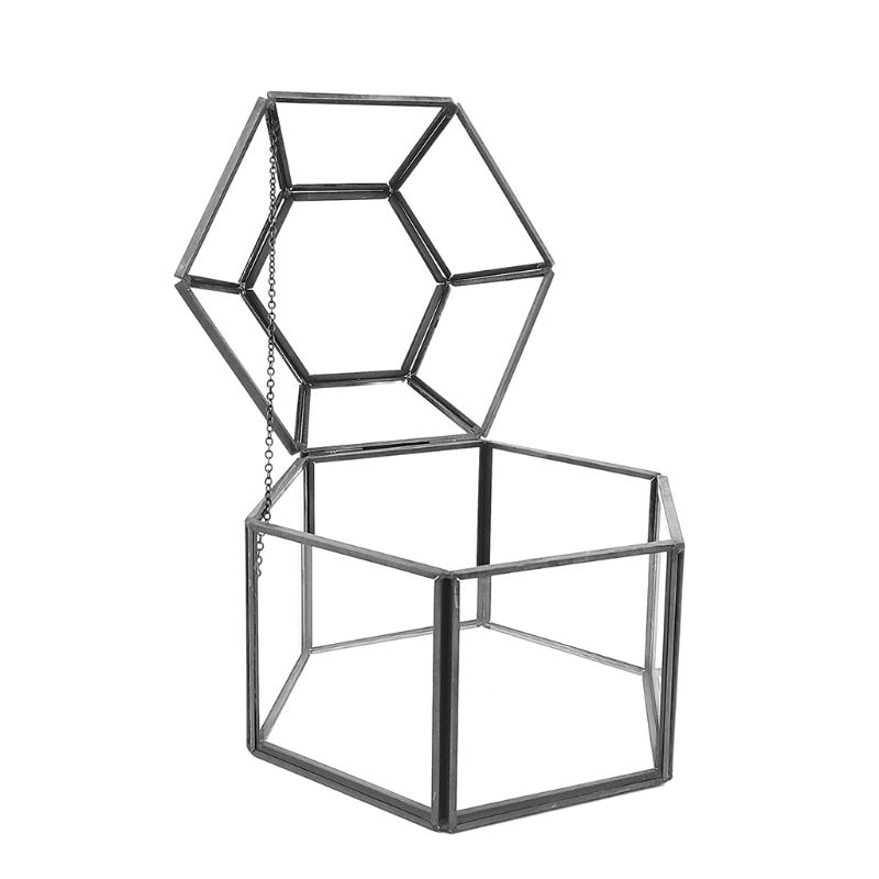 Klar Glas & Durcheinander-Tonne Metall Klappdeckel Deckel Terrarium Kasten/Tabletop Anzeige fallen