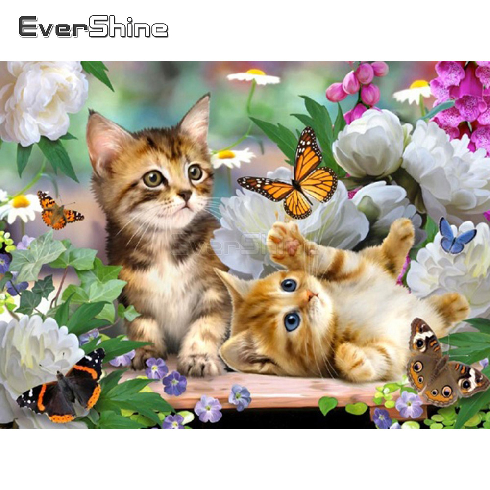 EverShine 5D DIY Diamant Malerei Tiere Bild Von Strass Diamant Stickerei Volle Anzeige Katze Diamant Mosaik Wohnkultur