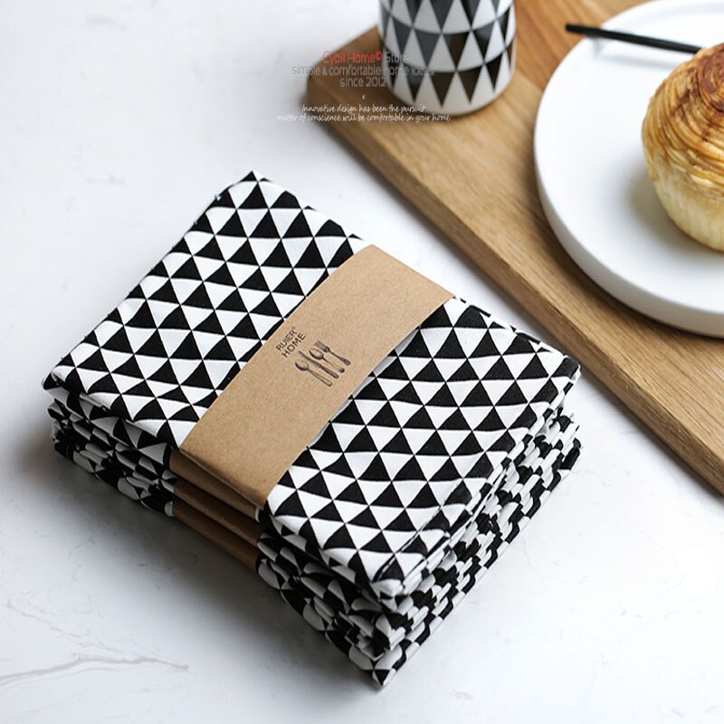 2 teile/satz Tee handtücher 40*60cm Schwarz und Weiß Geometrische Servietten Baumwolle Küche handtücher