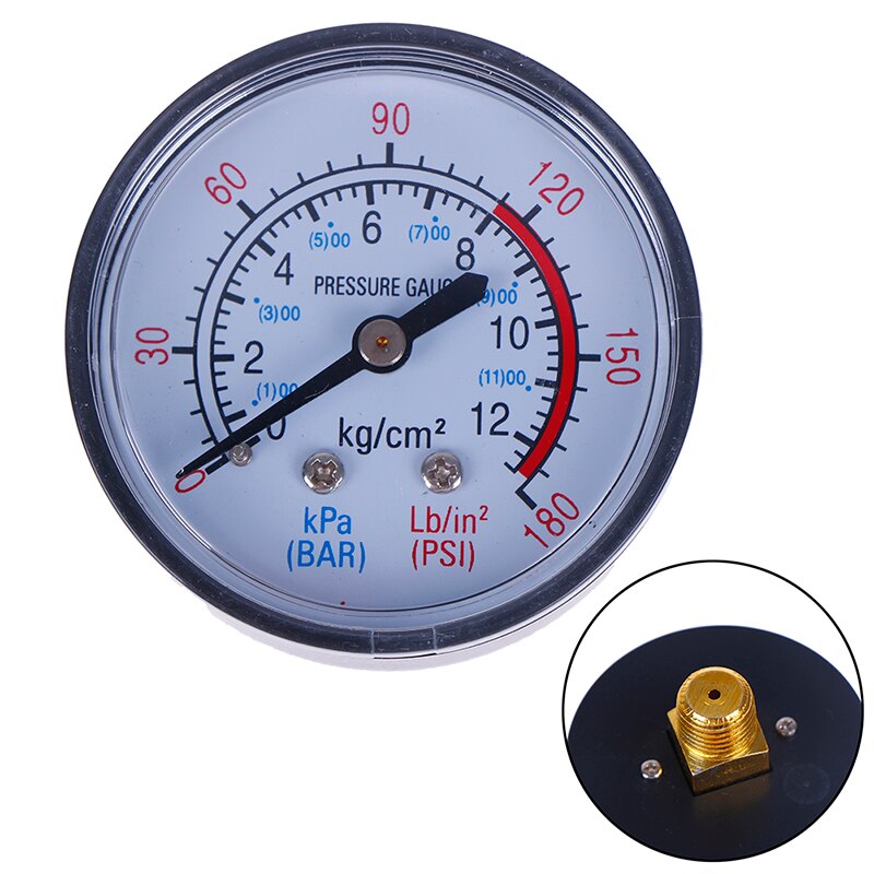 1PC Eisen Hülse Bar Luft Manometer Doppel Skala Für Luft Kompressor 13mm 1/4 Bsp Gewinde 0 ~ 180 PSI, 0 ~ 12Bar