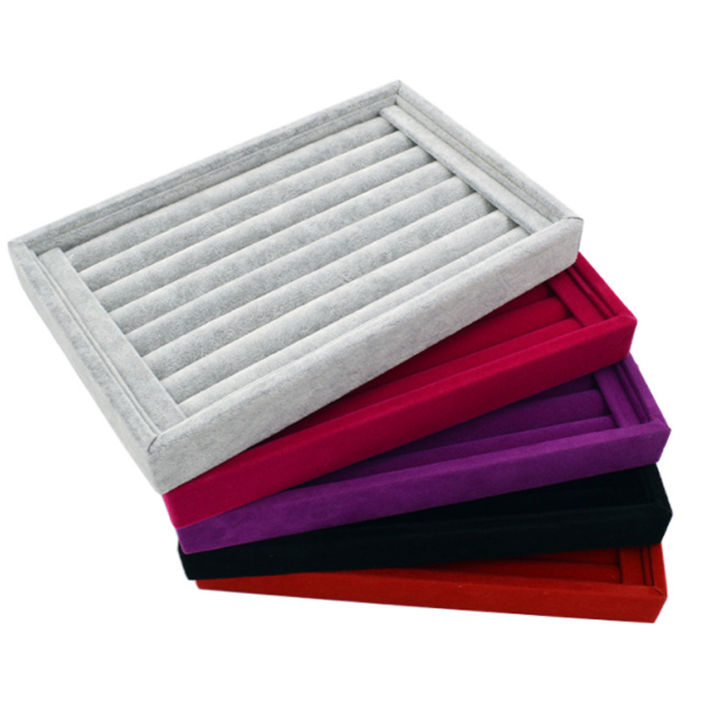 Samt fallen Schmuck Anzeige Halfter Organizer Schmuck Lagerung Kasten Leere Gericht Ringe Ohrringe Lagerung Tablett Armbinde Halsketten