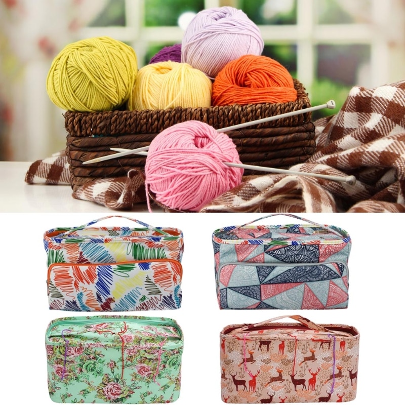 Garn Lagerung Tasche betroffen Organizer Tasche Tragbare Stricken Tote Tasche für NäHenne H8WB