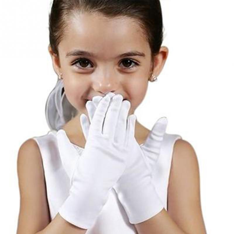 unisex freundlicher Handschuhe Weiß Kurze Satin- weiche Elastische Handschuhe für freundlicher Mädchen Junge Leistung tanzen rede Handschuhe #1106