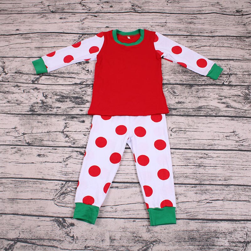Jungen und mädchen Pyjama anzug weihnachten Pyjama freundlicher Winter kleidung weihnachten Pyjama einstellen für mädchen oben Schlauch Outfit einstellen Polka punkte