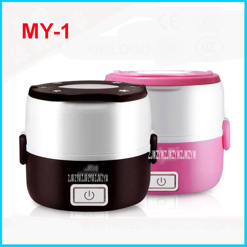 MEINE-1 110-220V 200W Reiskocher Edelstahl Verkleidung Elektrische Heizung Lebensmittel Kasten Mini Elektrische lebensmittel Dampfer Container 1L rosa