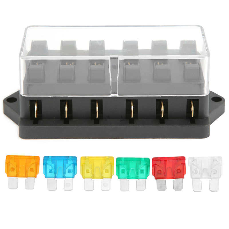 Sicherung Bausatz Auto sicherung für Auto 6-Weg Sicherung Block Wasserdichte Klinge Sicherung Kasten Halfter für 12V-24V Auto Marine Stiefel Heimat Anwendungen Auto
