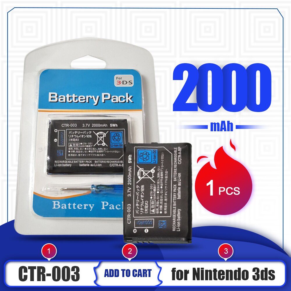 1Stck 2000mAh 3,7 V Lithium-ionen Akku + Werkzeug Bausatz Pack Mini-schraubendreher für Nintendo 3DS Ersatz Batterien