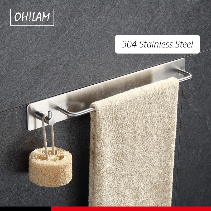 Selbst-Klebstoff Hand Handtuch Bar Gestelle Edelstahl Schlecht Handtuch Halfter Küche Gericht Tuch Haken Aufhänger Keine Bohrer Handtuch Bar Halfter