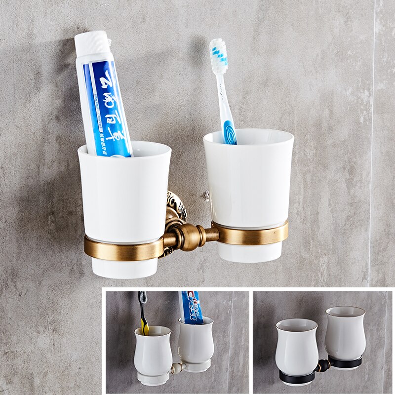 Antike/Schwarz/Weiß Schlecht Zubehör Tasse Halfter Doppel metall Tasse Becher Halfter Zahnbürste Glas Tasse Halfter